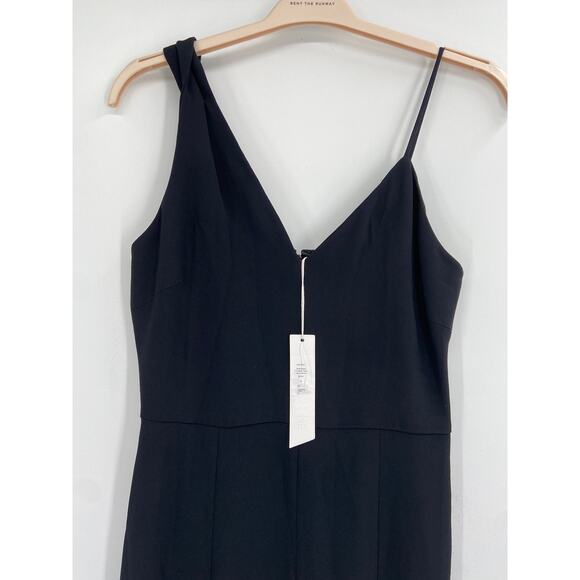 Cushnie Solid Black Sleeveless Plunging Split Flare Leg Jumpsuit Size 8 NWT - Picture 3 of 8